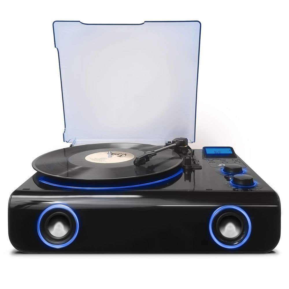 Victor Beacon 5-in-1 Turntable System with Bluetooth and Blue LED Accent Lighting in Black -  VHRP-1200-BK
