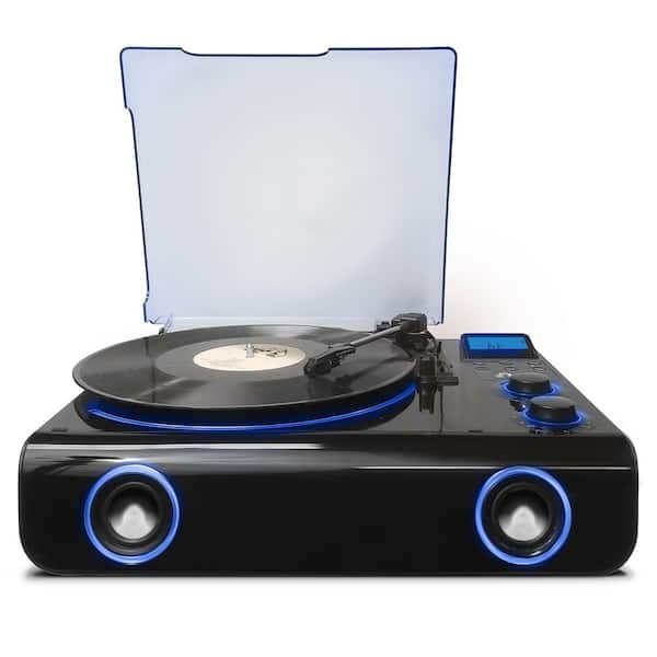 Victor Beacon 5-in-1 Turntable System with Bluetooth and Blue LED Accent Lighting in Black