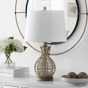 Flora 24 in. Gray Table Lamp with White Shade