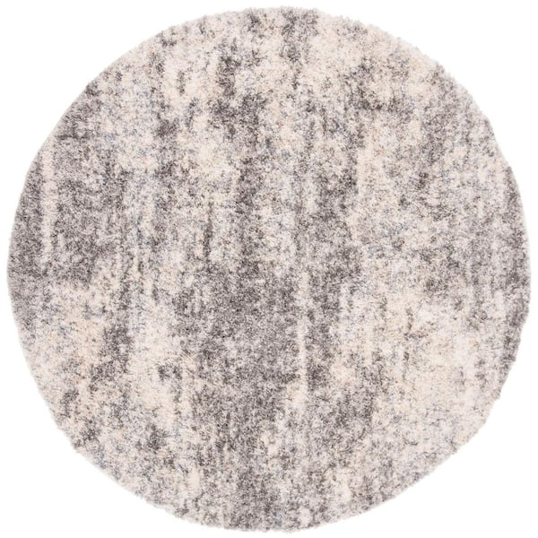Berber 10 ft. x 10 ft. Gray Blue/Cream Abstract Round Rug