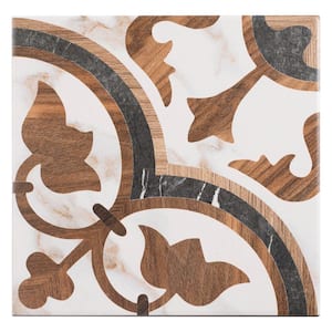 Istanelle Square 7.88 in. x 7.88 in. Glossy Anatol Brown Porcelain Marble Tile (8.17 sq. ft./case)