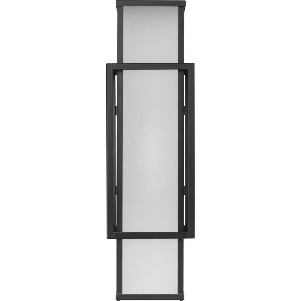 Matte Black Steel 24" Outdoor Wall Lantern with Etched Glass