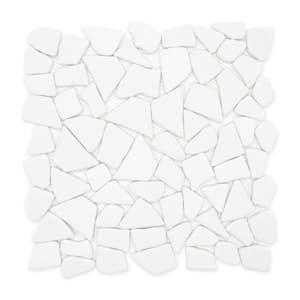 Pebble White 12 in. x 12 in. Recycled Glass Marble Looks Mesh-Mounted Floor and Wall Mosaic Tile (10 sq. ft./Case)