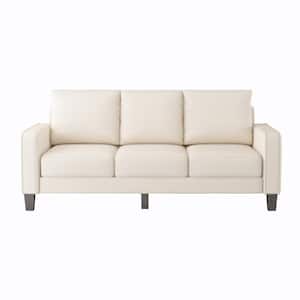 75 in. W x 30.3 in. D x 35 in. H Square Arm Fabric Straight Modern 3-Seater Sofa in Beige