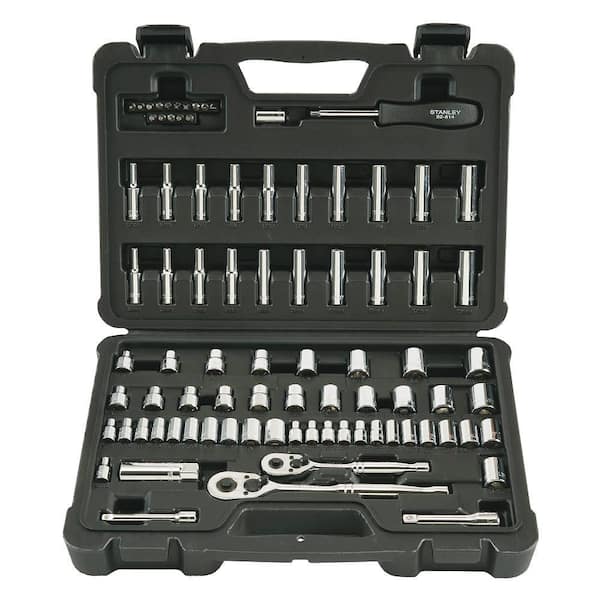 Stanley 1/4 in. and The 3/8 Home - STMT71651 Socket Set in. (85-Piece) Depot