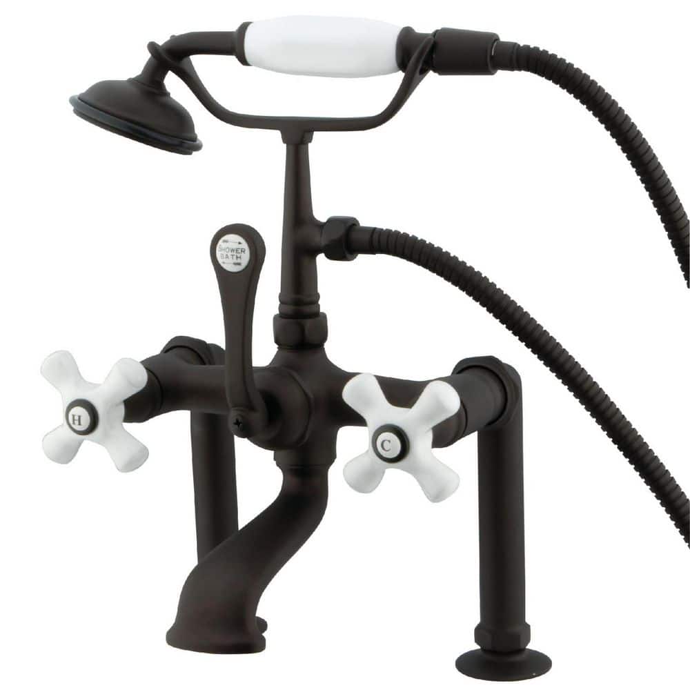 Kingston Brass Vintage 3Handle DeckMount Clawfoot Tub Faucets with Hand Shower in Oil Rubbed