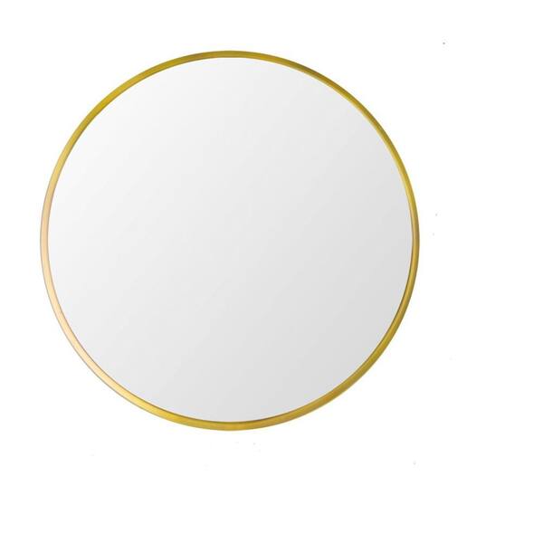 Unbranded 24 in. W x 24 in. H Gold Round Framed Wall Mount Anti-Fog Bathroom Vanity Mirror