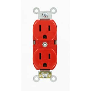 15 Amp Industrial Grade Heavy Duty Islolated Ground Duplex Outlet, Red