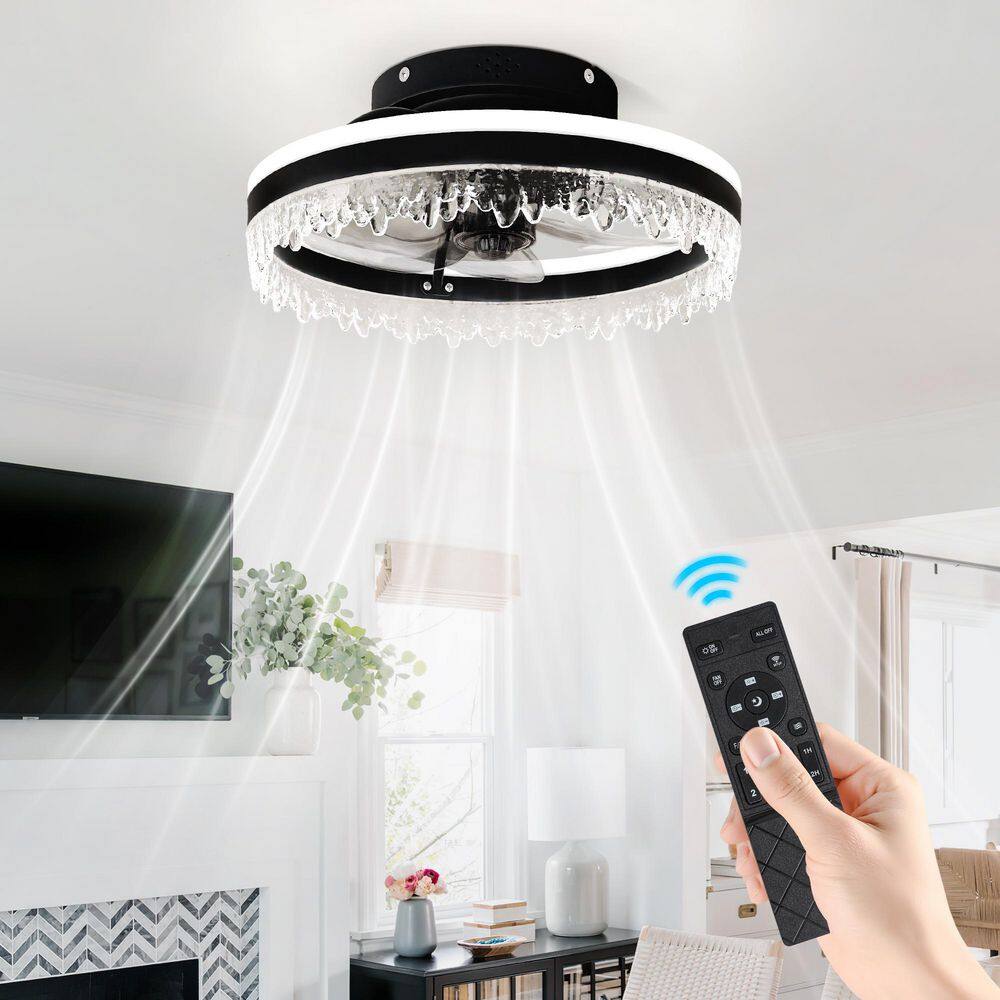 GMGSROM 16 in. Black Smart Selectable LED Flush Mount with Upper and ...