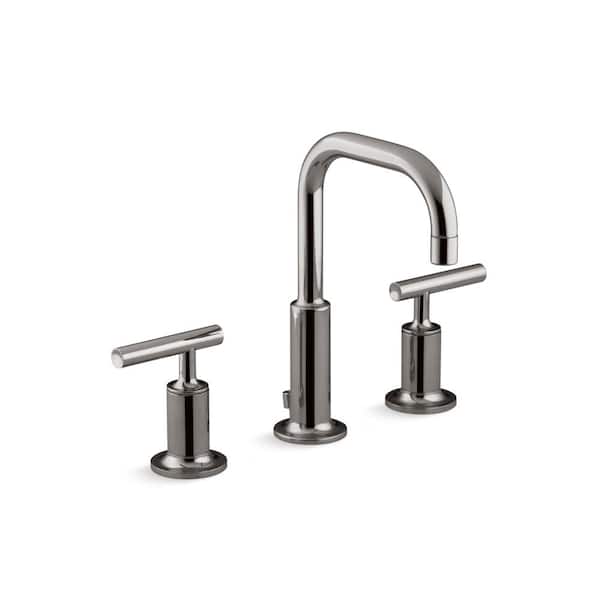 KOHLER Purist Widespread Double Handle 1.2 GPM Bathroom Sink Faucet with Lever Handles in Vibrant Titanium