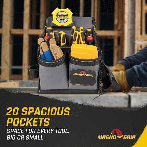 MagnoGrip 20-Pocket Electricians Pouch with Padded Shoulder Strap