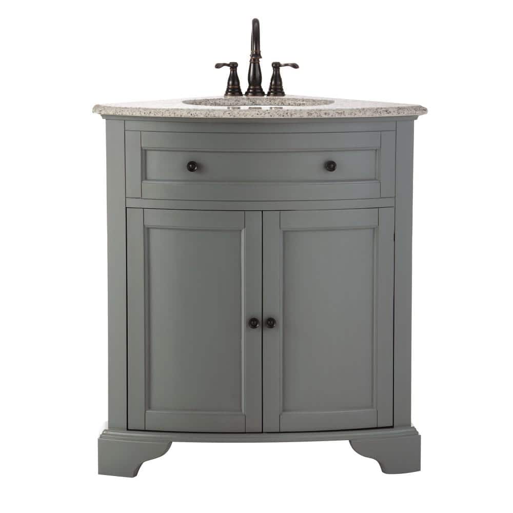 Reviews For Home Decorators Collection Hamilton 31 In W X 23 In D Corner Bath Vanity In Grey With Granite Vanity Top In Grey With White Sink 10809 Cs30h Gr The Home Depot