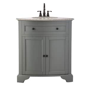 Hamilton 31 in. W x 22 in. D x 35 in. H Single Sink Freestanding Bath Vanity in Gray with Gray Granite Top