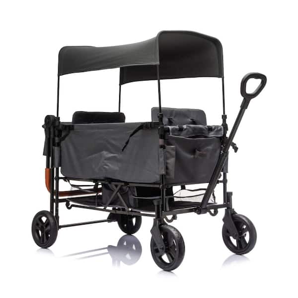 3.1 cu. ft. Steel Garden Cart with 8" All-Terrain PU Wheels,Adjustable Height Push in Gray