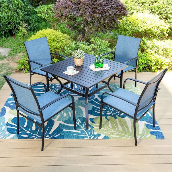 Patio table discount and chairs blue