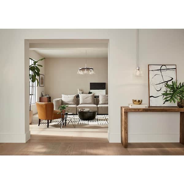 Eastmont 31.5 in. 5-Light Polished Nickel Vintage Industrial Shaded Circle Chandelier for Dining Room