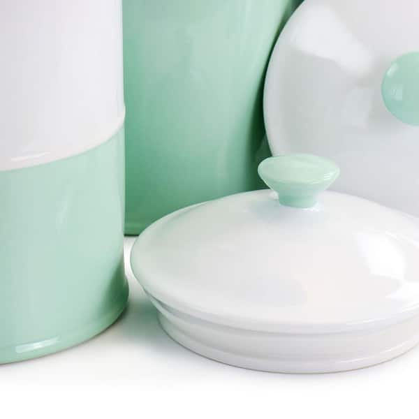 Martha Stewart 3 Piece Stoneware Duo-Tone Nesting Bowl Set in Mint and White