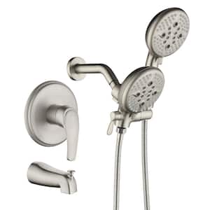 Single Handle 5-Spray Tub and Shower Faucet 1.8 GPM Wall Mount Shower System in. Brushed Nickel Brass Valve Included