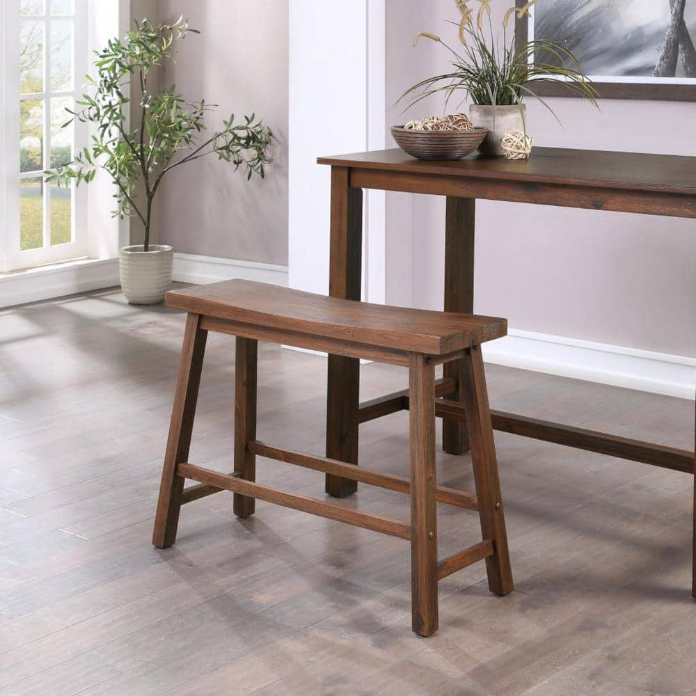 Sonoma Rustic Chestnut Wire-Brush Saddle Bench