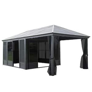 21 ft. W x 11 ft. D Wall-Mounted Aluminum Patio Gazebo with Solarium