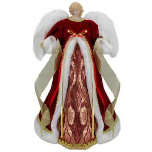 18 in. Red and Gold Angel in a Dress Christmas Tree Topper - Unlit