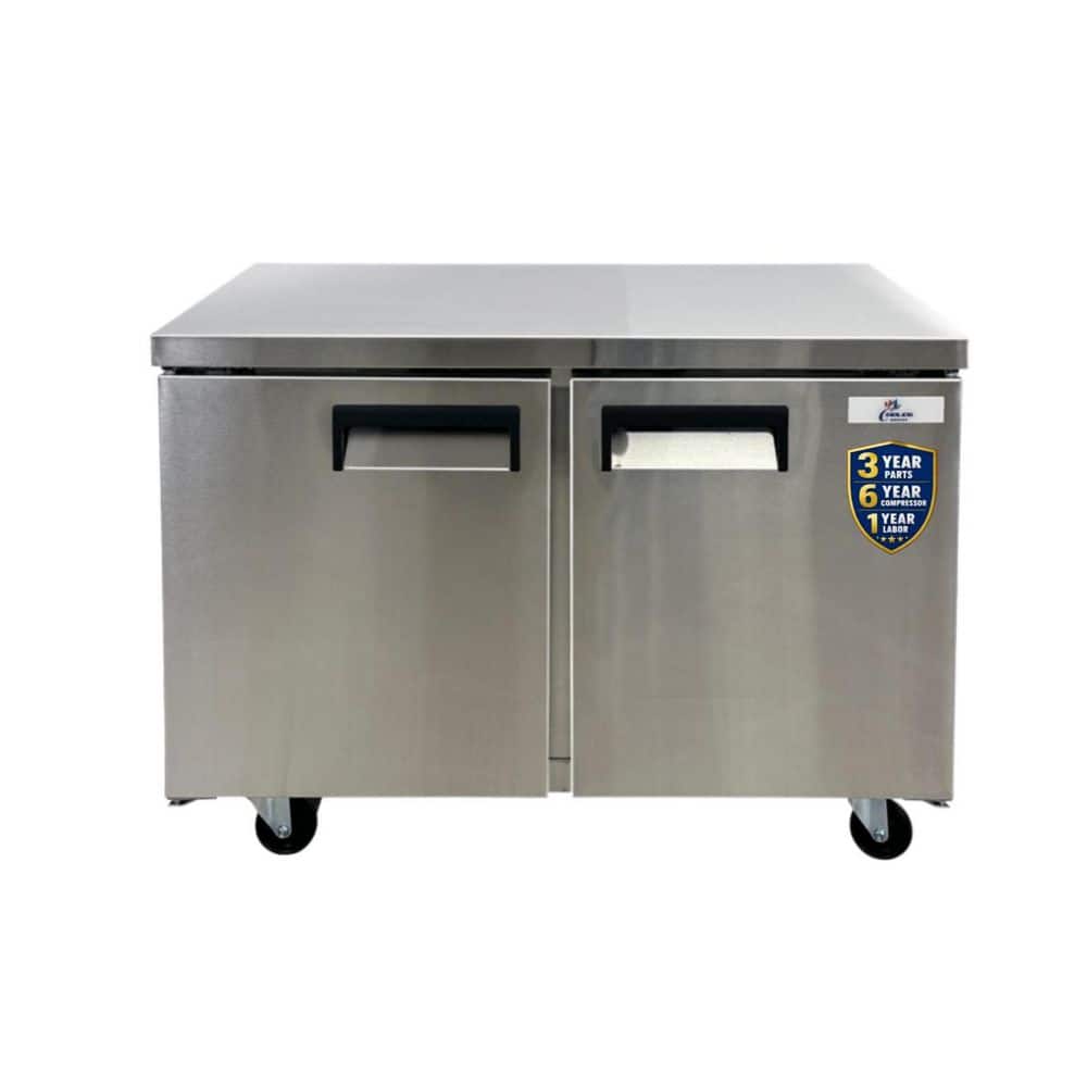 48 in. W 12 cu. ft. Commercial Under Counter Refrigerator Cooler in Stainless Steel