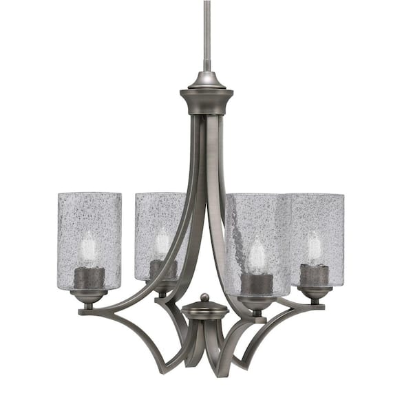 Unbranded Clevelend 4-Light Graphite Round Chandelier with 4 in. Smoke Bubble Glass Shades, No bulbs included