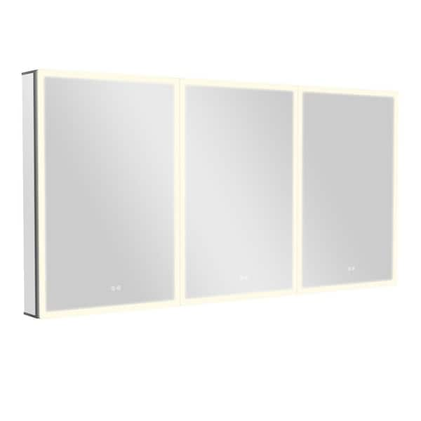 Lume 60 in. W x 30 in. H Rectangular Black Aluminum Recessed/Surface Mount Smart LED Medicine Cabinet with Mirror