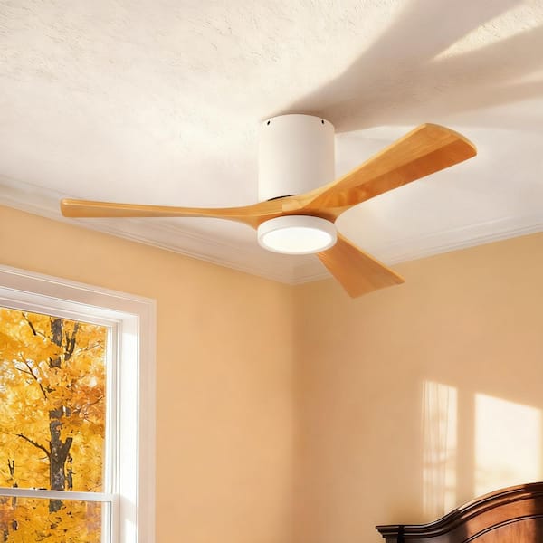 42 In. Indoor White 3 Solid Wood Blades Reversible DC Motor Ceiling Fan with 6 Speeds and Remote Control