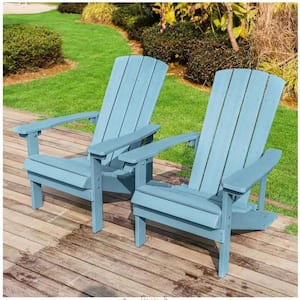 Patio Plastic Weather Resistant Adirondack Chair in Lake Blue (2-Pack)