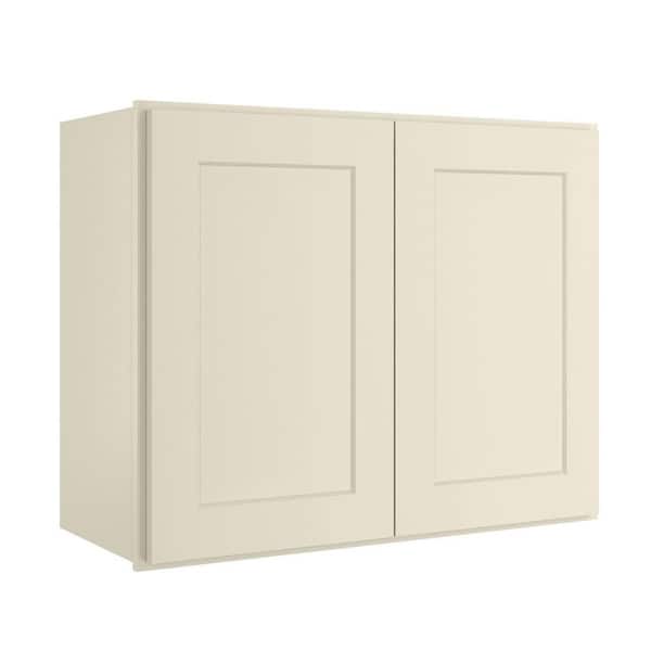 HOMEIBRO 30 in. W x 24 in. H x 12 in. D Shaker Antique White Ready to Assemble Wall Kitchen 2-Door Stock Storage Cabinet