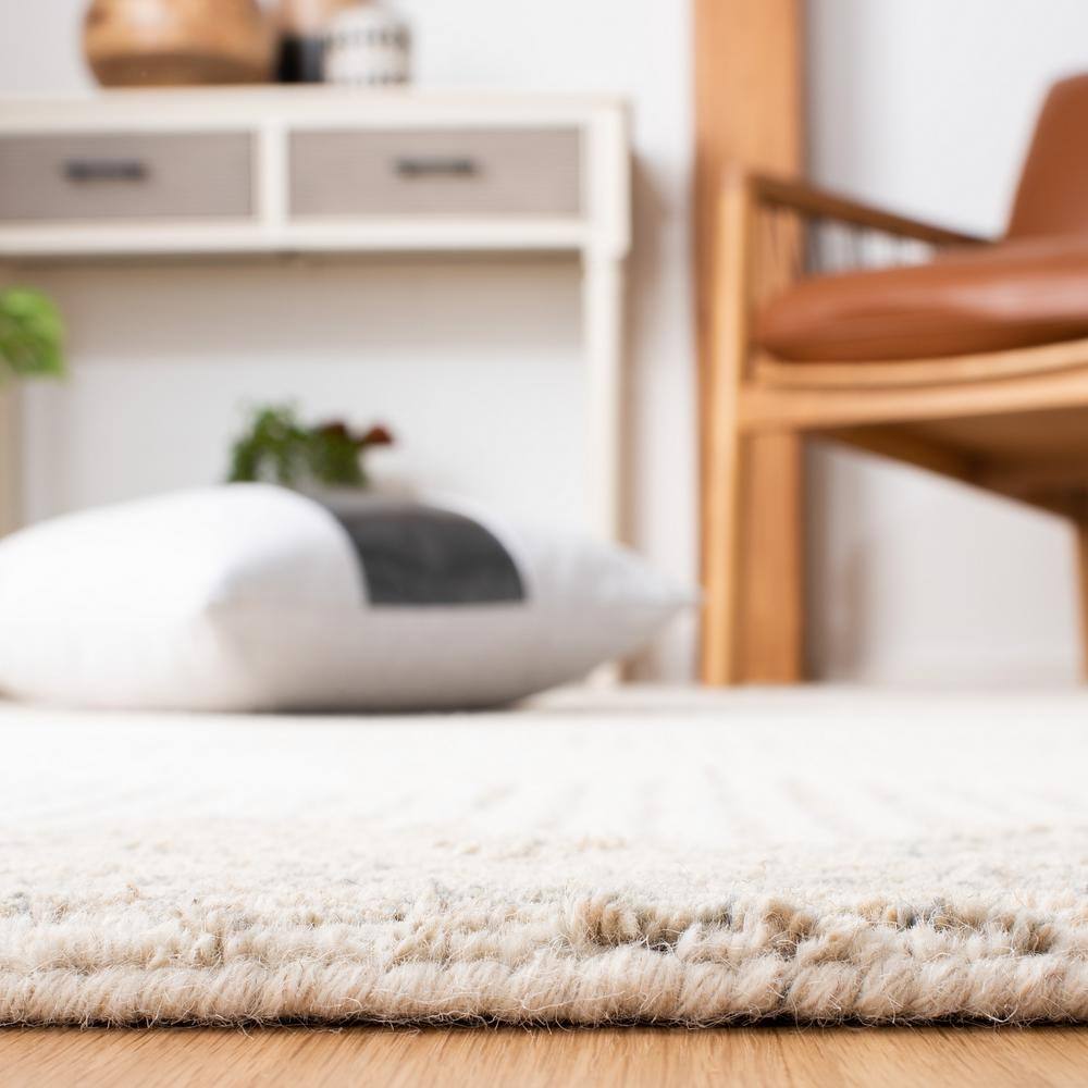 Beige and Ivory Hand-Tufted Wool Runner Rug