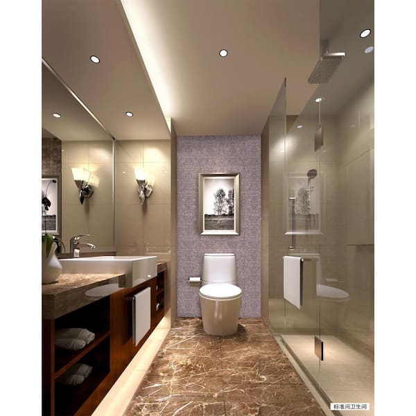 Galaxy Polaris Purple Square Mosaic 3 in. x 3 in. Iridescent Glass Wall Pool Floor Tile Sample