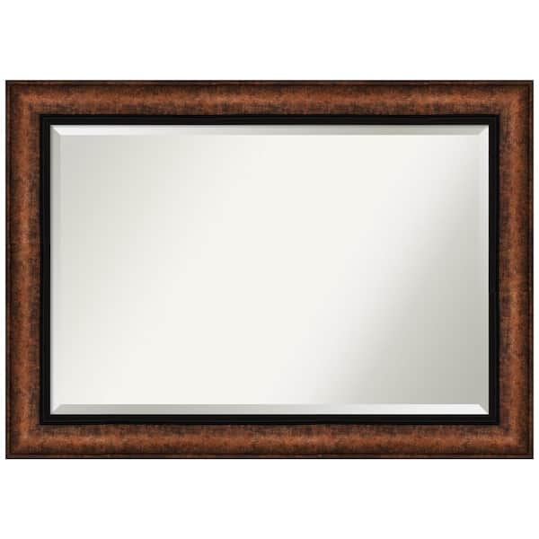 Amanti Art Hued Bronze 42.5 in. W x 30.5 in. H Framed Beveled Bathroom Vanity Mirror in Bronze