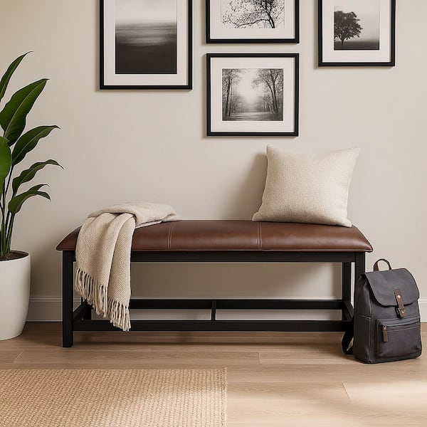 Alivia Black Dining Bench Backless 49.25 in.