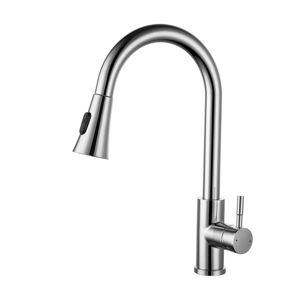 Chrome Single Handle Pull-Down Spray Kitchen Faucet