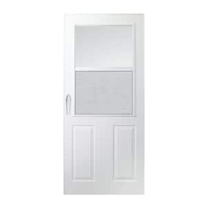 200 Series 32 in. x 80 in. White Universal Mid-View Traditional Self-Storing Aluminum Storm Door with White Hardware