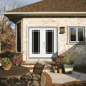 72 in. x 80 in. White Painted Steel Right-Hand Inswing 9 Lite Glass Stationary/Active Patio Door