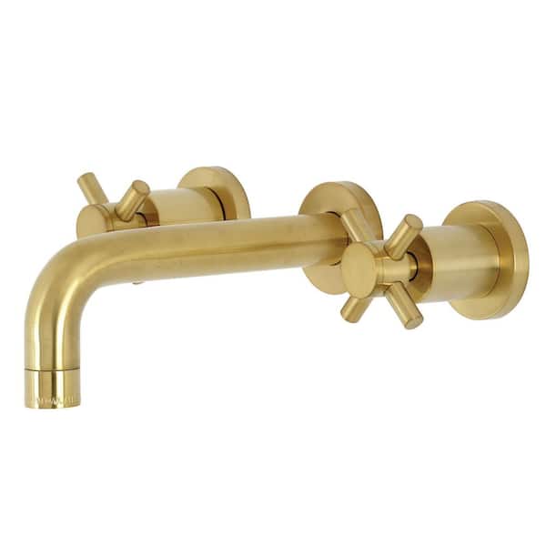 Kingston Brass Concord 2-Handle Wall Mount Bathroom Faucet in Brushed Brass