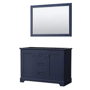 Avery 47.25 in. W x 21.75 in. D x 34.25 in. H Double Bath Vanity Cabinet without Top in Dark Blue with 46 in. Mirror