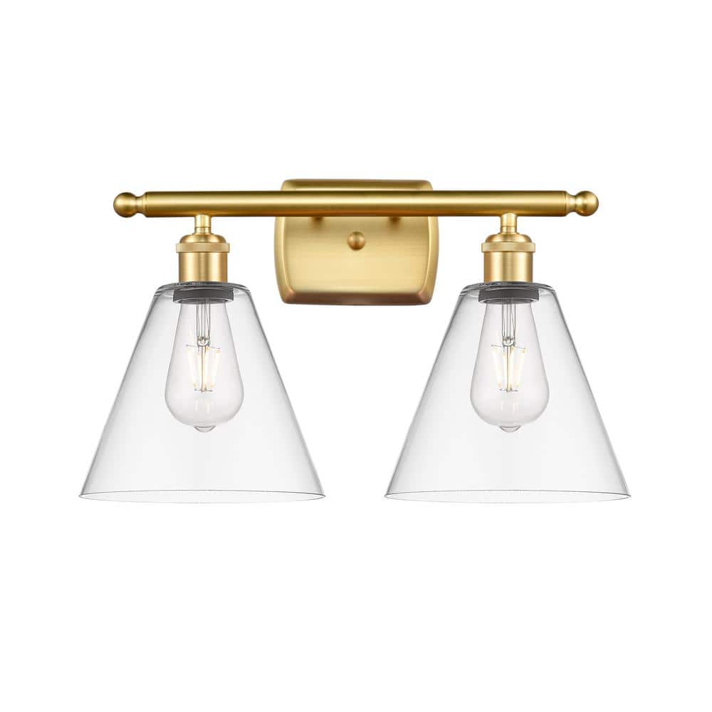 Berkshire 18 in. 2 Light Satin Gold, Clear Vanity Light with Clear Glass Shade price history on PriceWatchPro