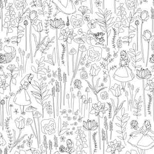 Disney Alice in Wonderland Black Garden Peel and Stick Wallpaper