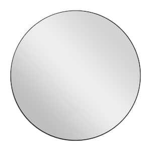 30 in. x 30 in. Simplistic Round Framed Black Wall Mirror with Thin Minimalistic Frame