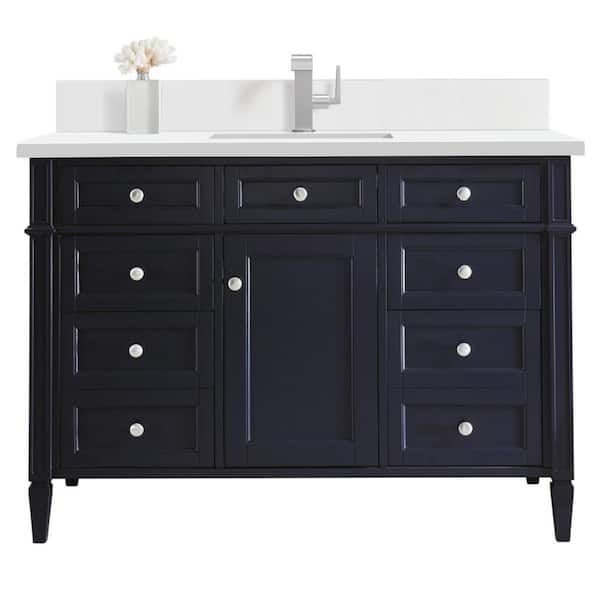 Brittany 48.0 in. W x 23.5 in. D x 34.0 in. H Single Bathroom Vanity in Victory Blue with White Zeus Quartz Top