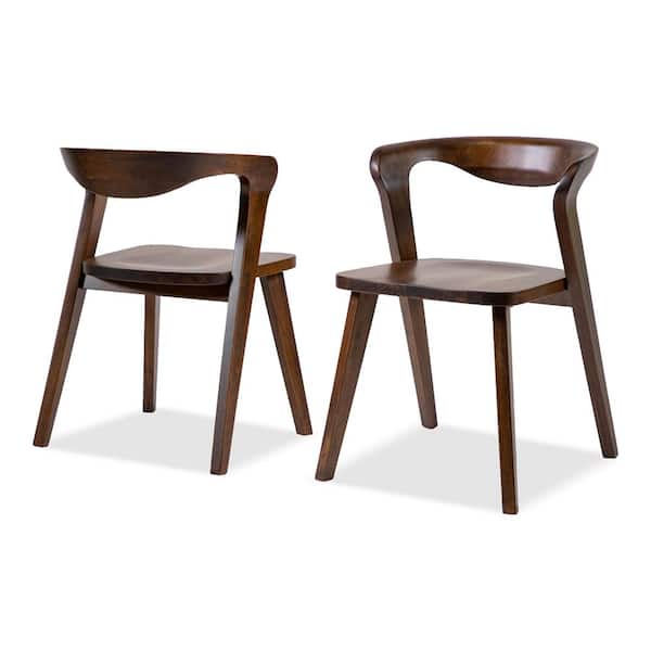Shelun III Rich Walnut Wood Dining Chairs with Curved Backrest (Set of 2)