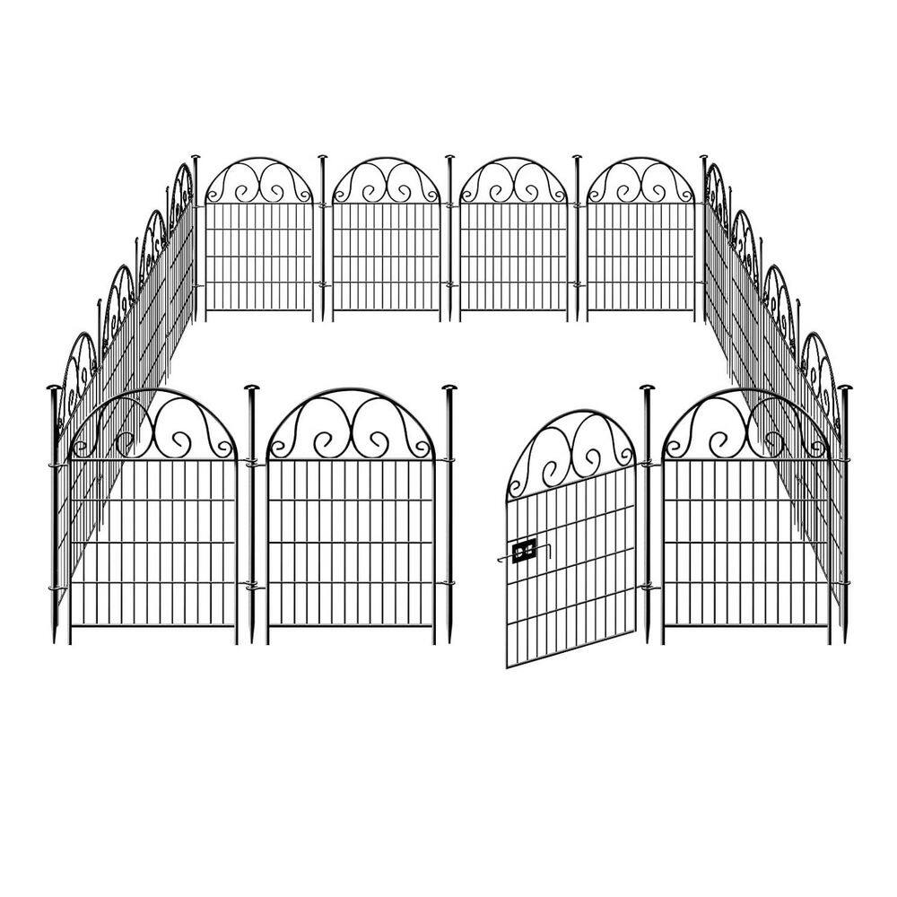 194 in. L x 24 in. W x 40 in. H Black Metal No Dig Security Decorative Wire Garden Fence Panels Animal Barrier price history on PriceWatchPro