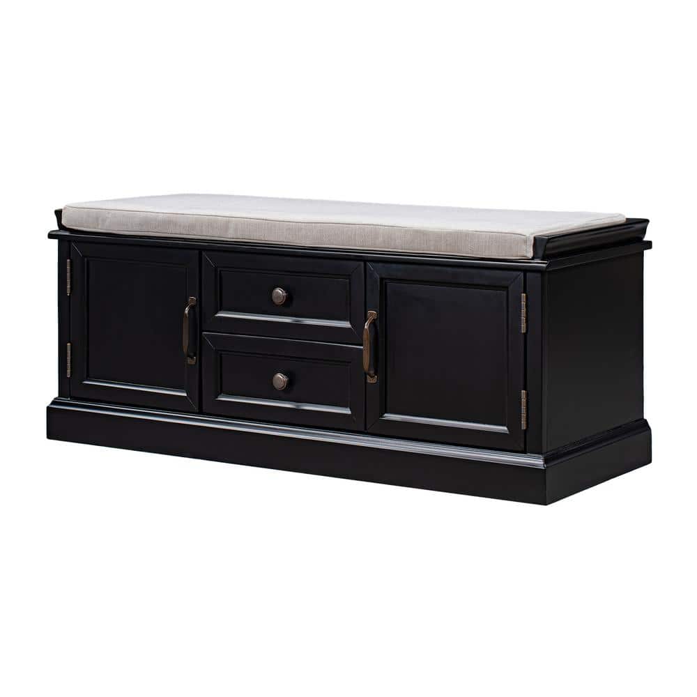 42.9 in. Storage Bench with 2-Drawers and 2-Cabinets, Shoe Bench with Remov