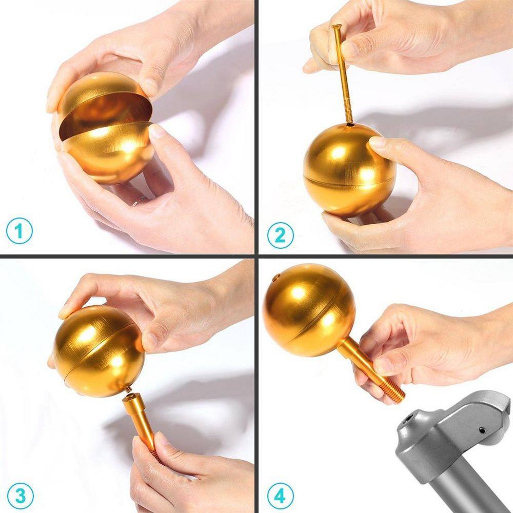 Silver Aluminum Flagpole Truck with Gold Ball Topper