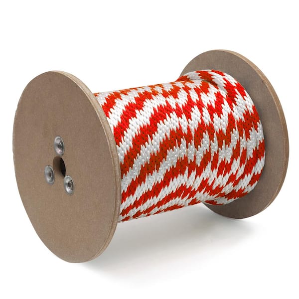 KingCord 3/8 in. x 600 ft. Polypropylene Multi-Filament Solid Braid Derby Rope, Red/White