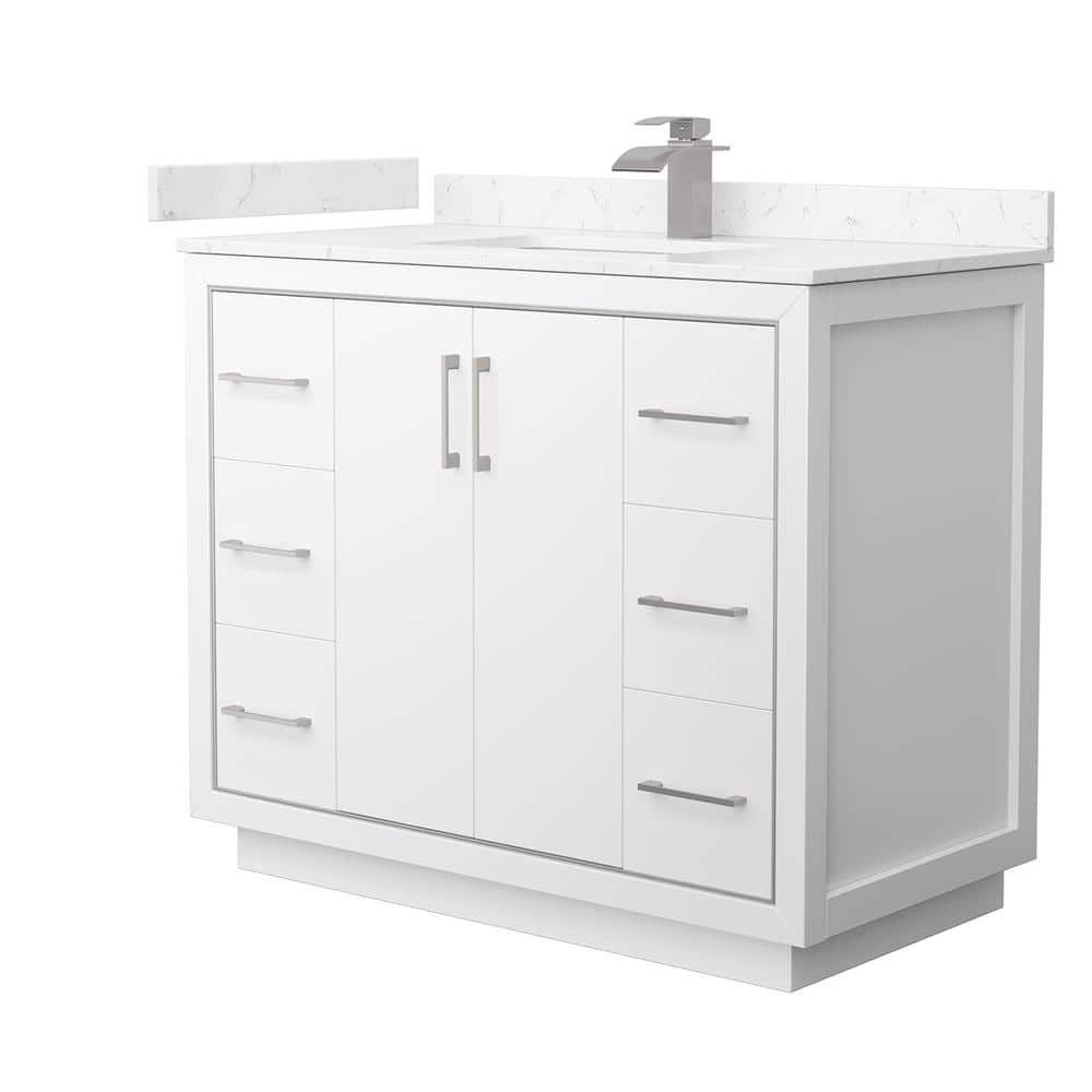Icon 42 in. W x 22 in. D x 35 in. H Single Bath Vanity in White with Carrara Cultured Marble Top price history on PriceWatchPro